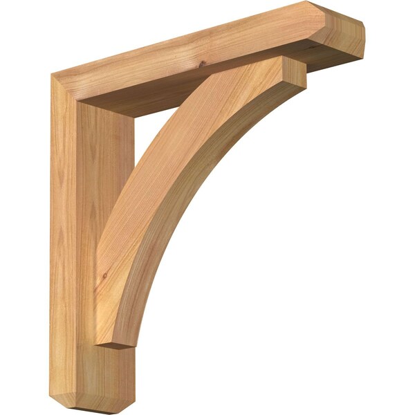 Ekena Millwork Thorton Craftsman Smooth Bracket w/ Offset Brace, Western Red Cedar, 3 1/2"W x 14"D x 14"H BKT0402X14X14THR04SWR - main